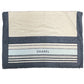 CHANEL Striped Bath Towel, Daily Necessities, Interior Decor, Beach Towel, Cotton, Unisex, Ivory and Blue