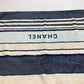 CHANEL Striped Bath Towel, Daily Necessities, Interior Decor, Beach Towel, Cotton, Unisex, Ivory and Blue