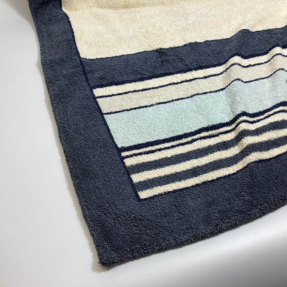 CHANEL Striped Bath Towel, Daily Necessities, Interior Decor, Beach Towel, Cotton, Unisex, Ivory and Blue
