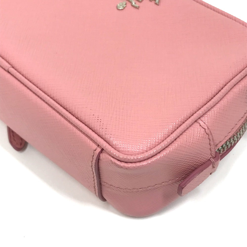 PRADA 1NF674 ロゴ ショルダーポーチ カバン セカンドバッグ ショルダーバッグ サフィアーノレザー レディース PETALO 1 ピンク
