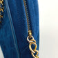 CHANEL Coco Mark CC Matelasse Chain Party Bag, Suede Handbag, Women's, Blue
