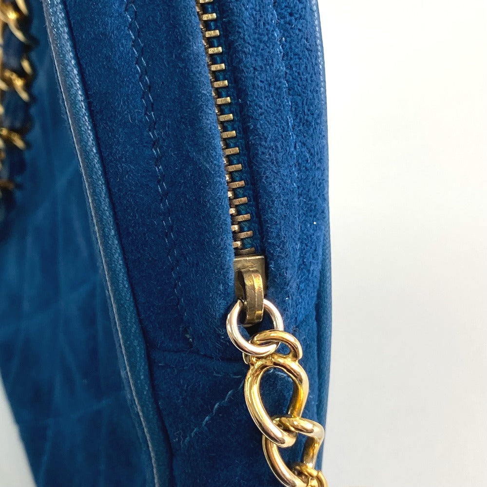 CHANEL Coco Mark CC Matelasse Chain Party Bag, Suede Handbag, Women's, Blue