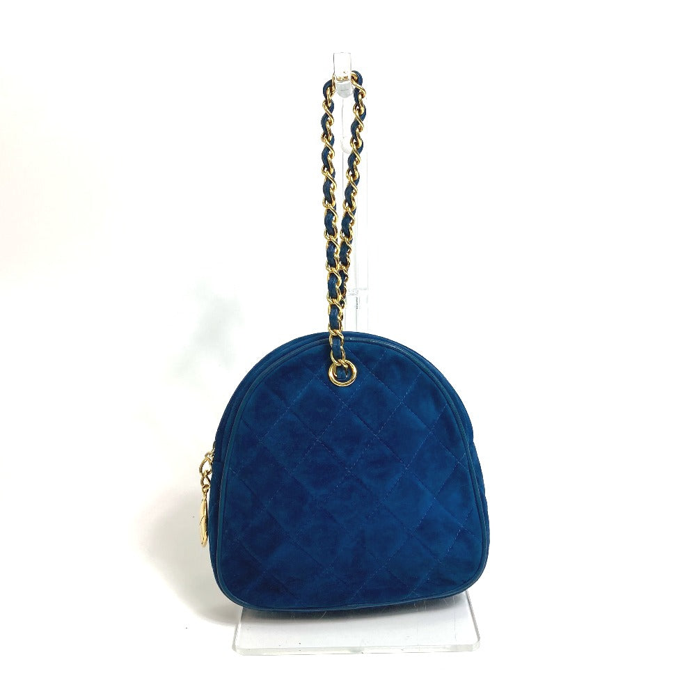 CHANEL Coco Mark CC Matelasse Chain Party Bag, Suede Handbag, Women's, Blue