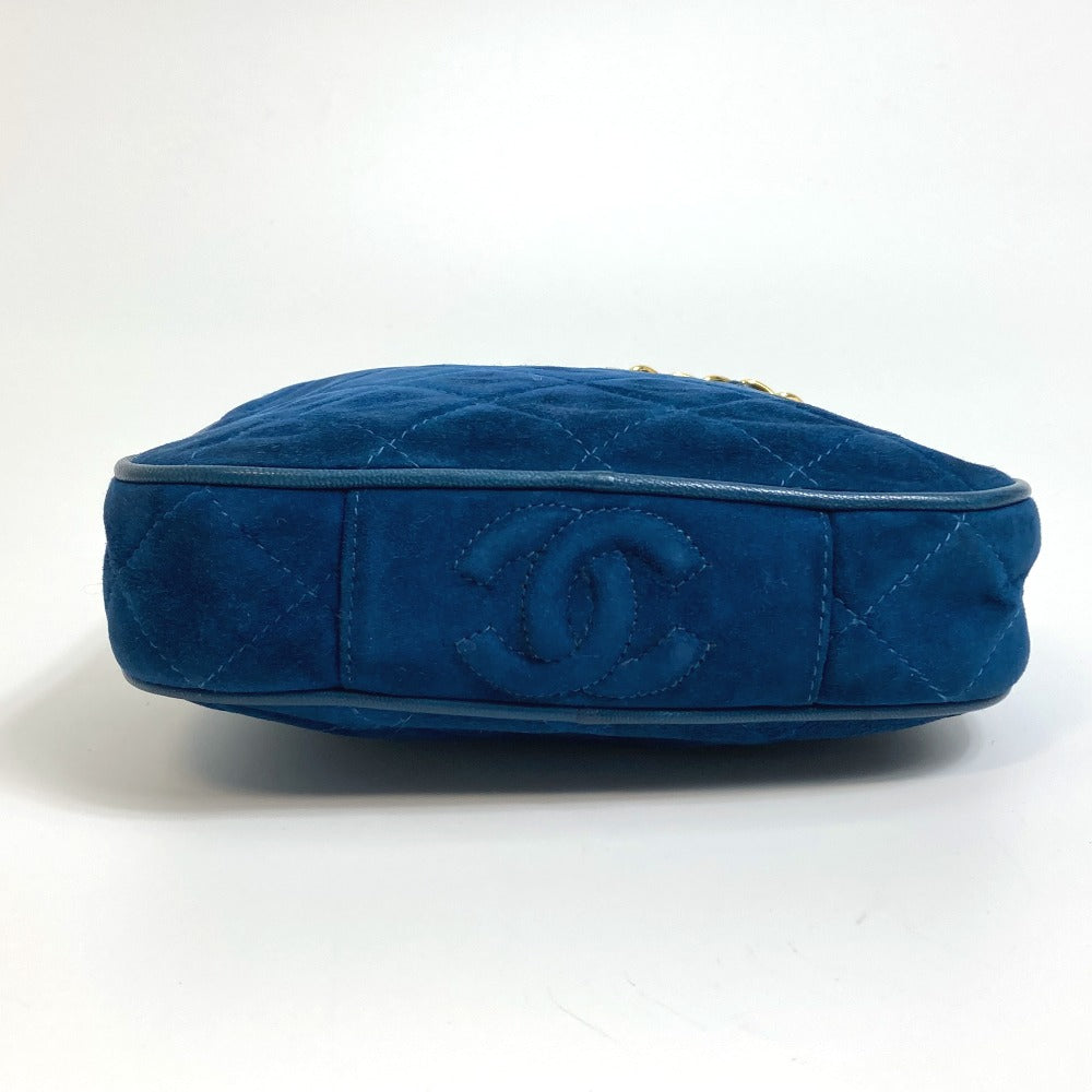 CHANEL Coco Mark CC Matelasse Chain Party Bag, Suede Handbag, Women's, Blue