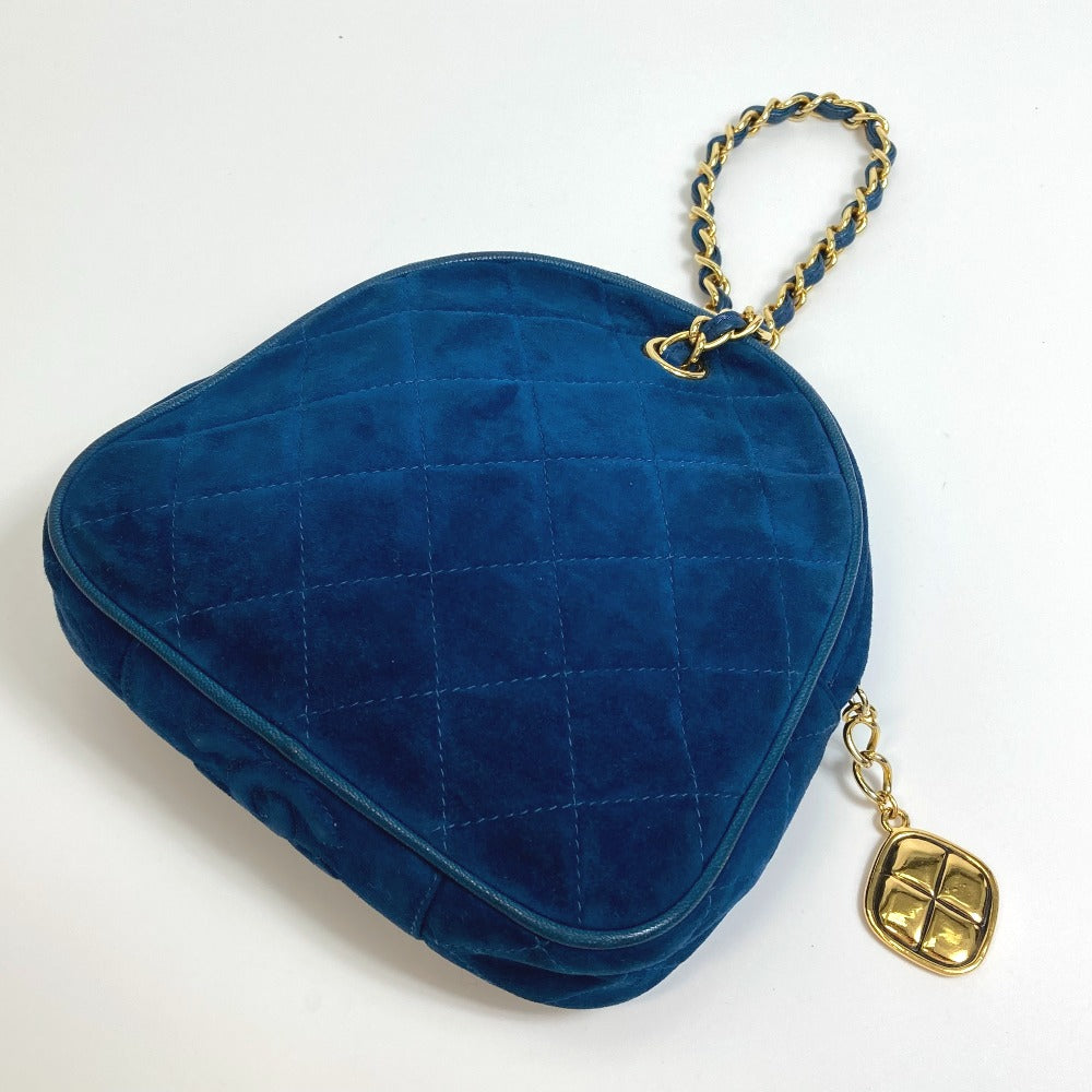 CHANEL Coco Mark CC Matelasse Chain Party Bag, Suede Handbag, Women's, Blue