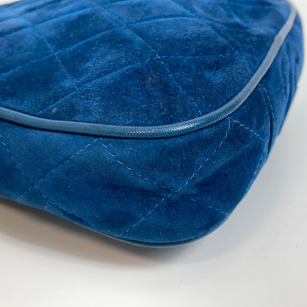 CHANEL Coco Mark CC Matelasse Chain Party Bag, Suede Handbag, Women's, Blue