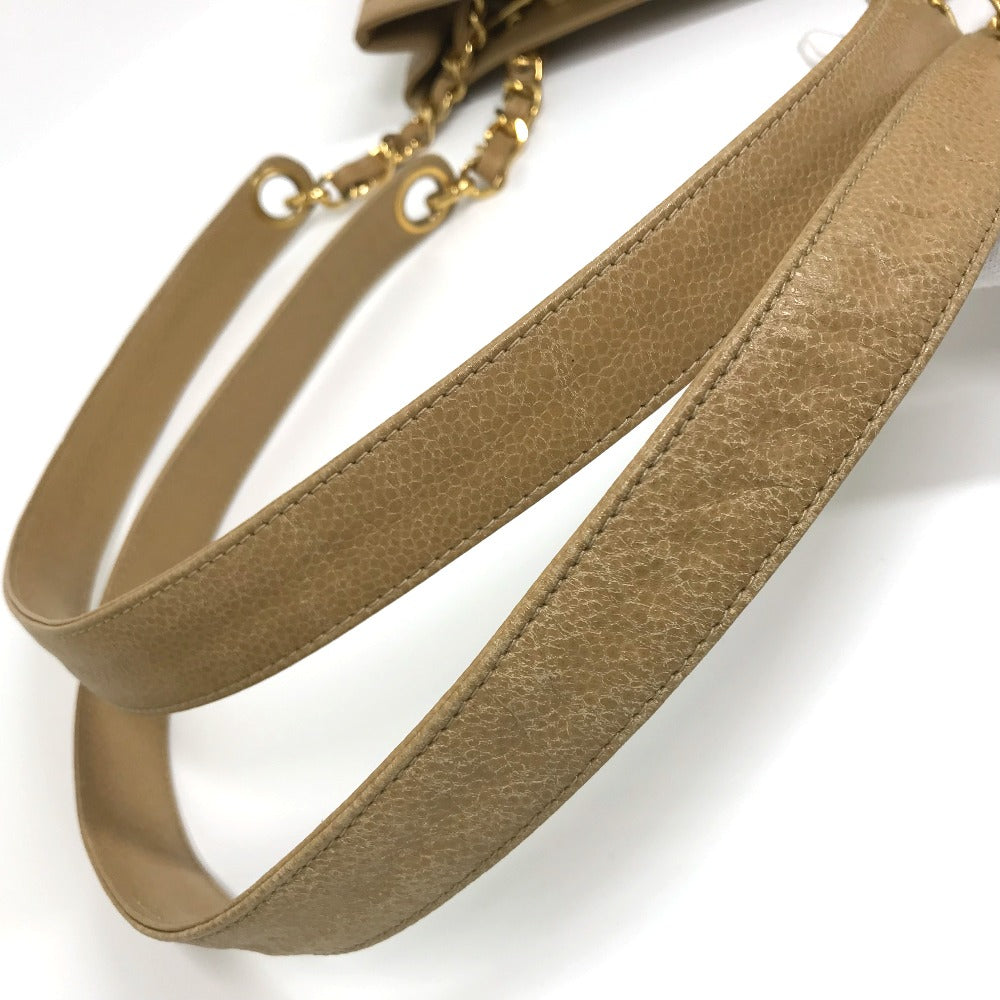CHANEL CC Coco Mark Chain Tote Bag, Shoulder Bag, Caviar Leather, Beige