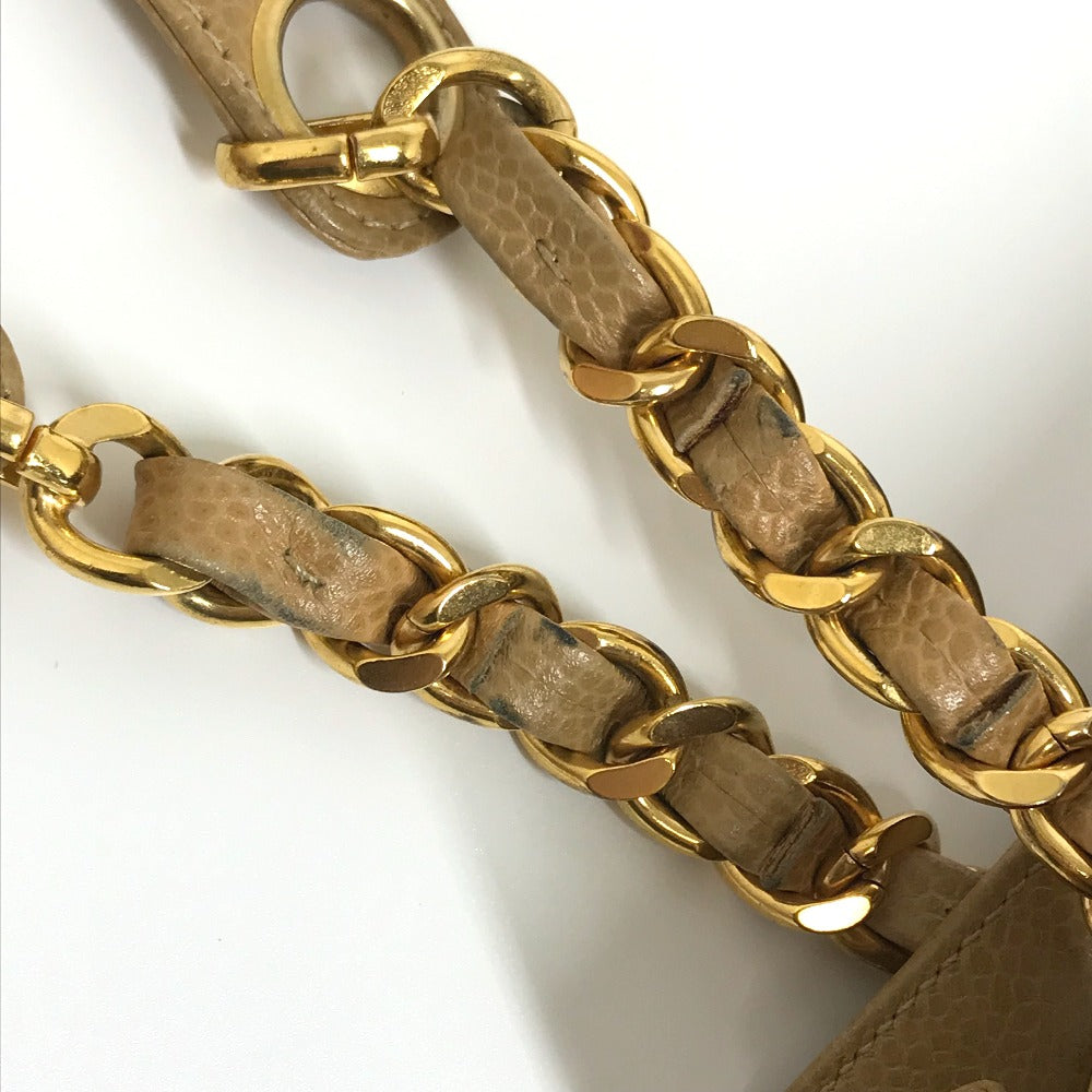 CHANEL CC Coco Mark Chain Tote Bag, Shoulder Bag, Caviar Leather, Beige