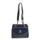CHANEL CC Coco Mark Coco Ball Chain Tote Bag Shoulder Bag Lambskin Women's Navy