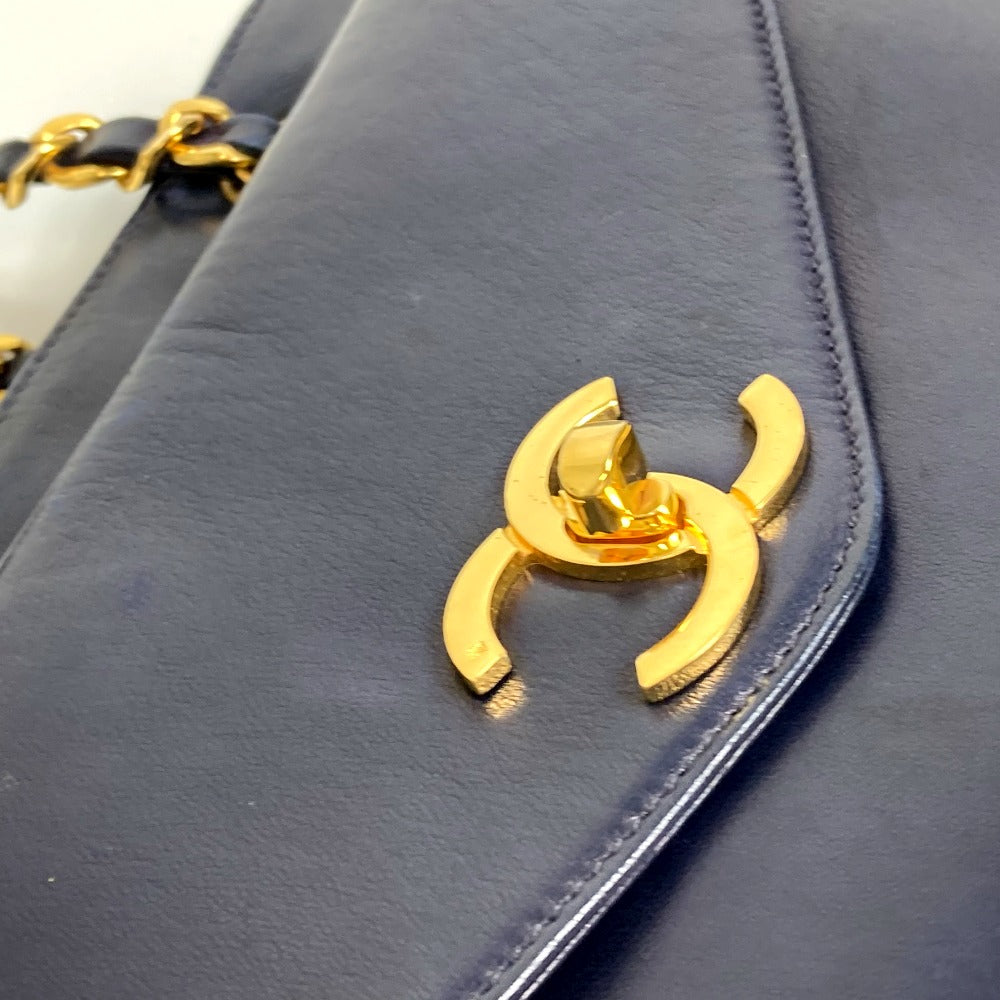 CHANEL CC Coco Mark Coco Ball Chain Tote Bag Shoulder Bag Lambskin Women's Navy