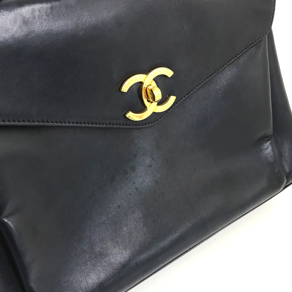 CHANEL CC Coco Mark Coco Ball Chain Tote Bag Shoulder Bag Lambskin Women's Navy