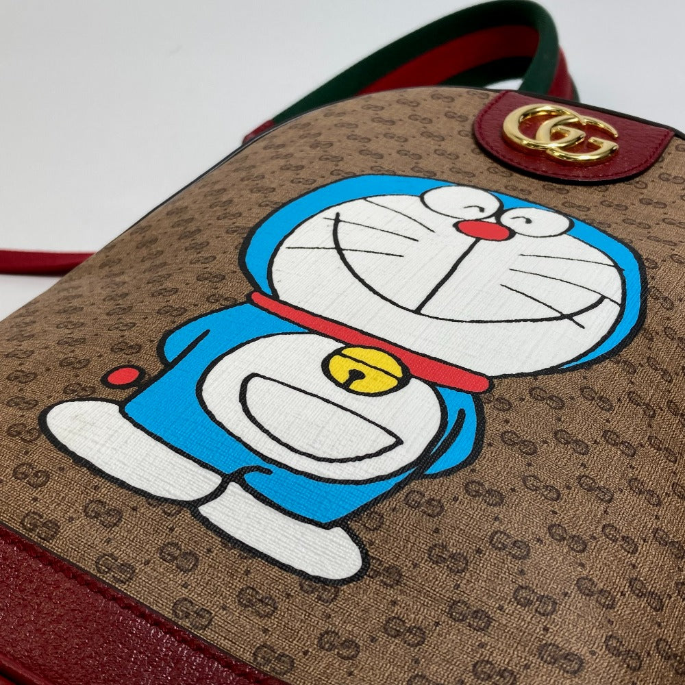 GUCCI 647816 GG Supreme Doraemon x GUCCI Small Backpack, PVC/Leather, Unisex, Beige/Red