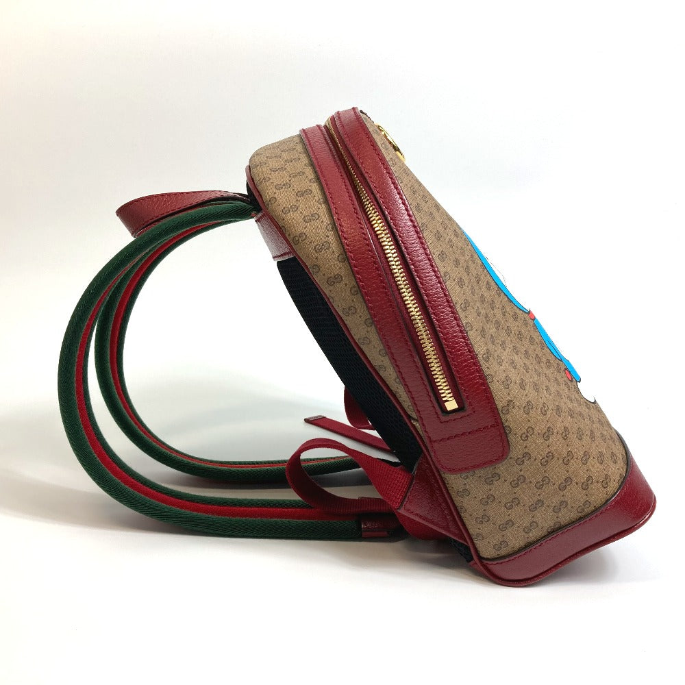 GUCCI 647816 GG Supreme Doraemon x GUCCI Small Backpack, PVC/Leather, Unisex, Beige/Red