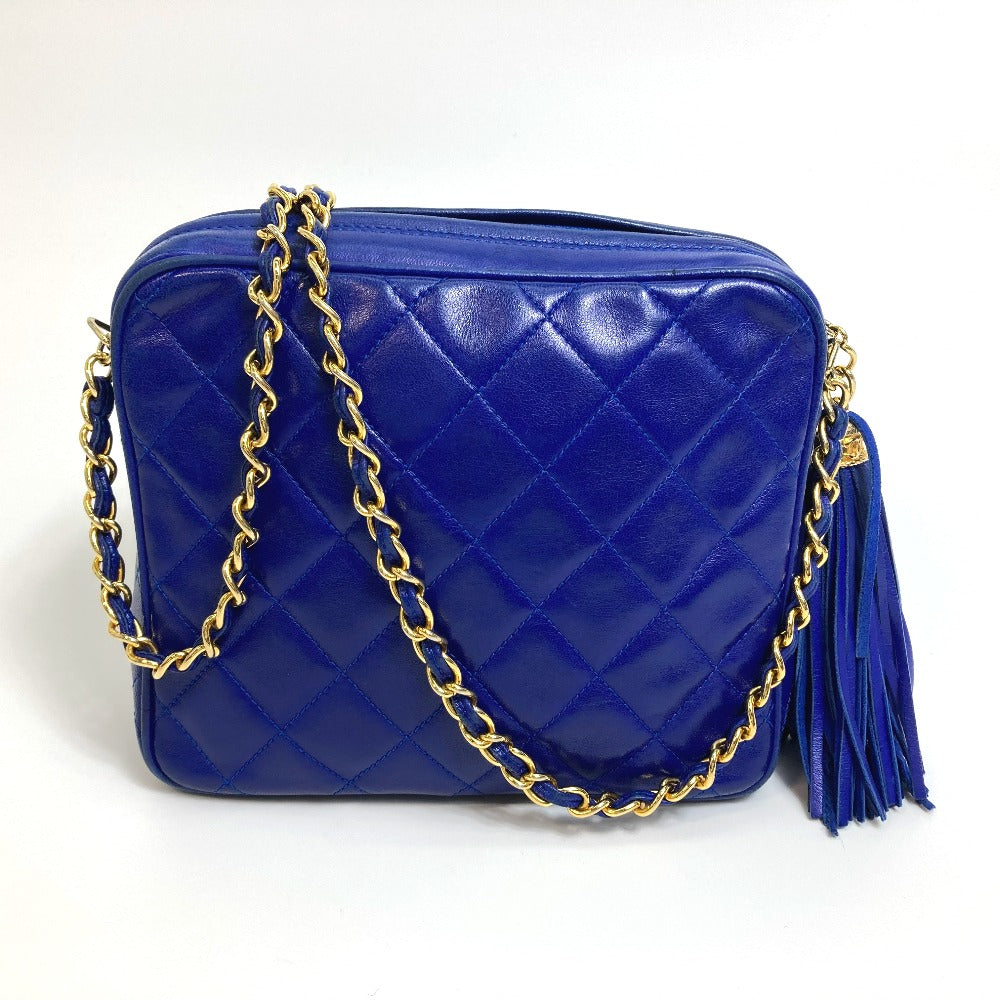 CHANEL Coco Mark CC Matelasse Fringe Shoulder Bag in Lambskin, Blue