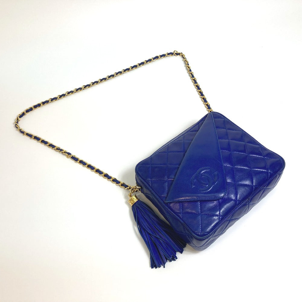 CHANEL Coco Mark CC Matelasse Fringe Shoulder Bag in Lambskin, Blue