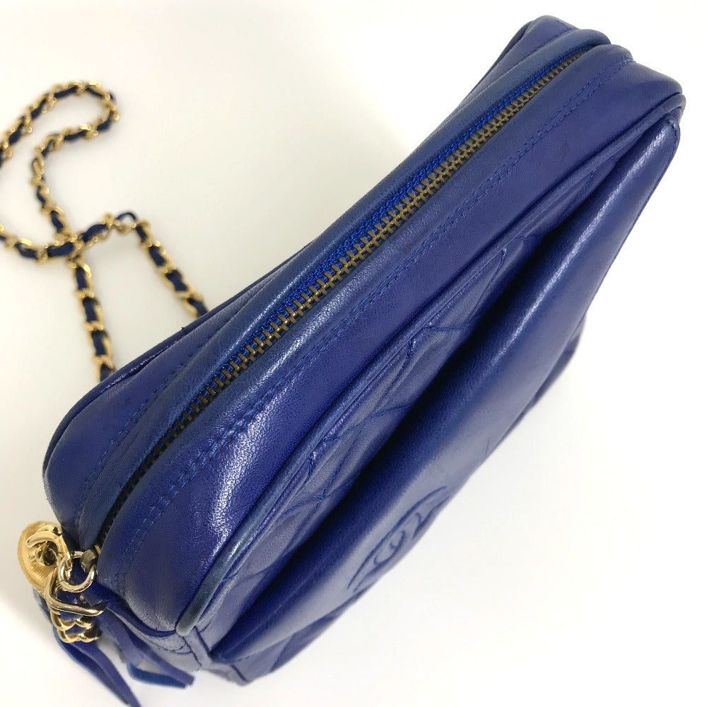 CHANEL Coco Mark CC Matelasse Fringe Shoulder Bag in Lambskin, Blue