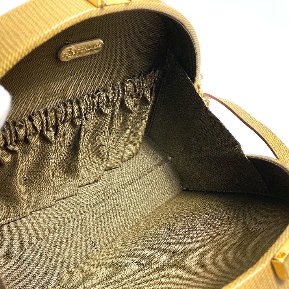FENDI 半円フォルム カバン 2WAY ショルダーバッグ ハンドバッグ レザー レディース ベージュ系