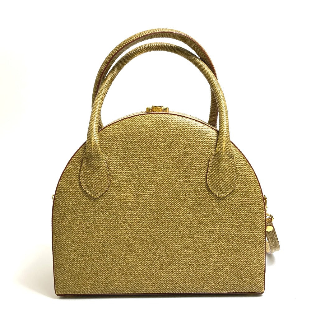 FENDI 半円フォルム カバン 2WAY ショルダーバッグ ハンドバッグ レザー レディース ベージュ系