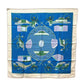 HERMES LA PERRIERE Carriage Carré 90 Silk Scarf Women's Blue/Green/Ivory
