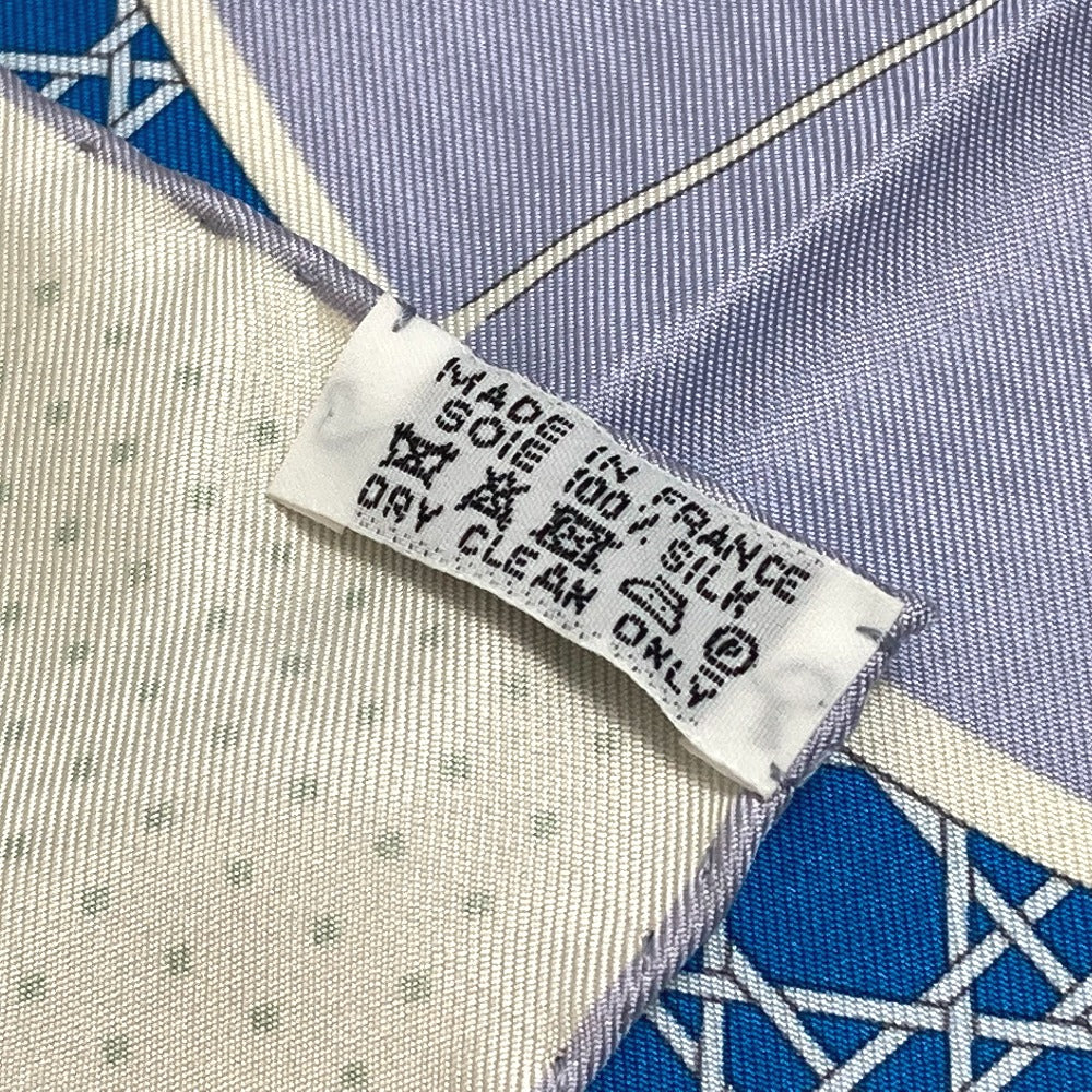 HERMES LA PERRIERE Carriage Carré 90 Silk Scarf Women's Blue/Green/Ivory