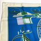 HERMES LA PERRIERE Carriage Carré 90 Silk Scarf Women's Blue/Green/Ivory