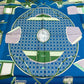 HERMES LA PERRIERE Carriage Carré 90 Silk Scarf Women's Blue/Green/Ivory