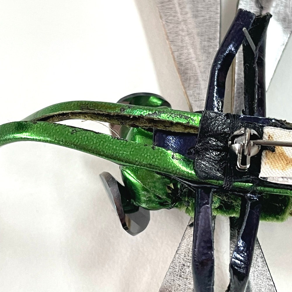 MIUMIU Dragonfly Accessories Fashion Accessories Pin Brooch Leather Brooch Women's Green x Pink