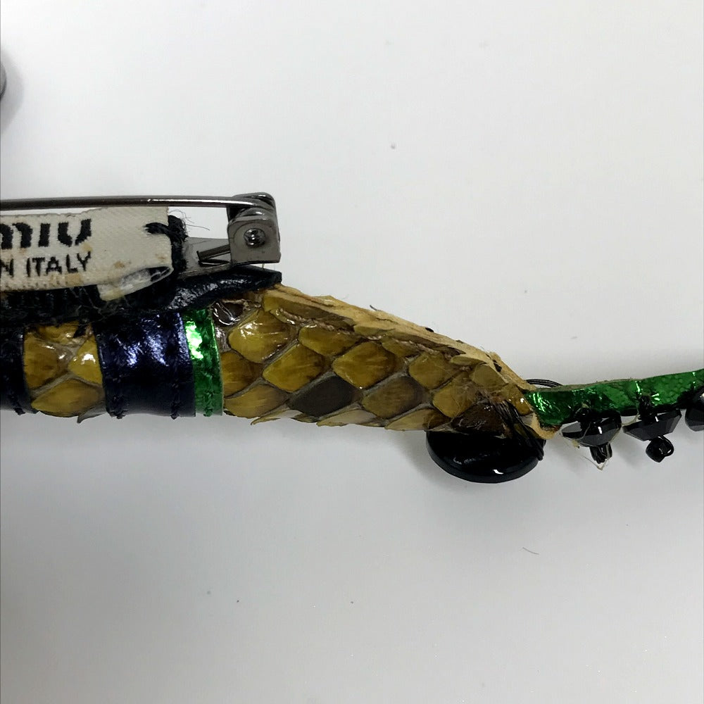 MIUMIU Dragonfly Accessories Fashion Accessories Pin Brooch Leather Brooch Women's Green x Pink