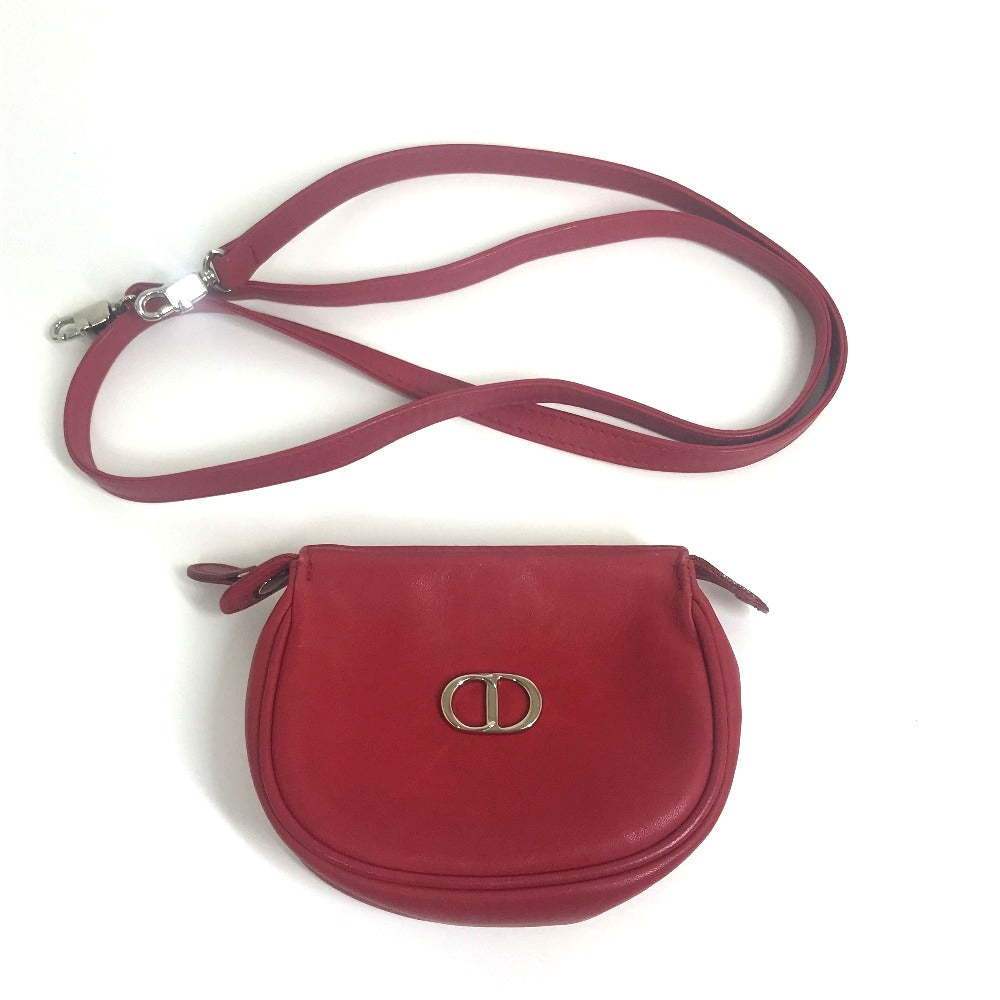 Christian Dior CD hardware mini pochette bag, crossbody shoulder bag, leather, women's, red