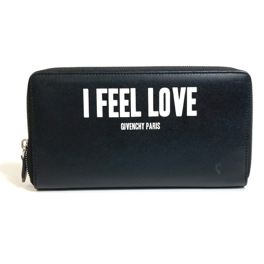 GIVENCHY I FEEL LOVE Organizer Round Zip Long Wallet in Leather, Men's, Black