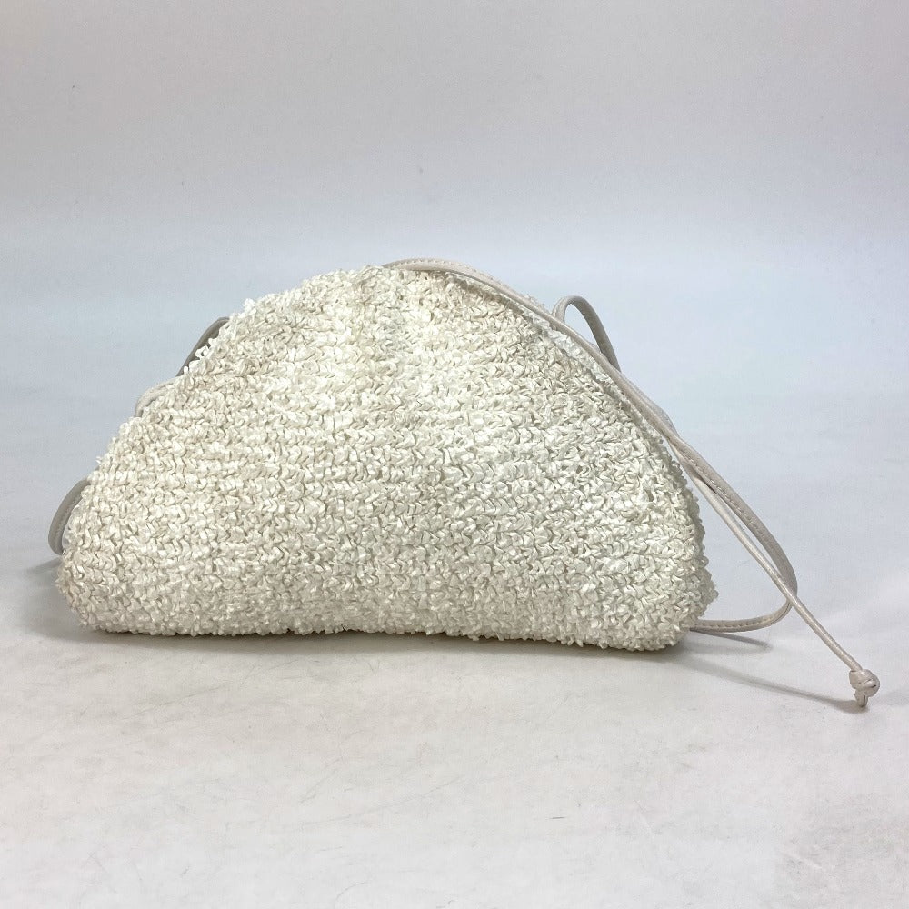 BOTTEGA VENETA 585852 Mini The Pouch, a crossbody bag with a clasp closure, in nylon and leather, white.