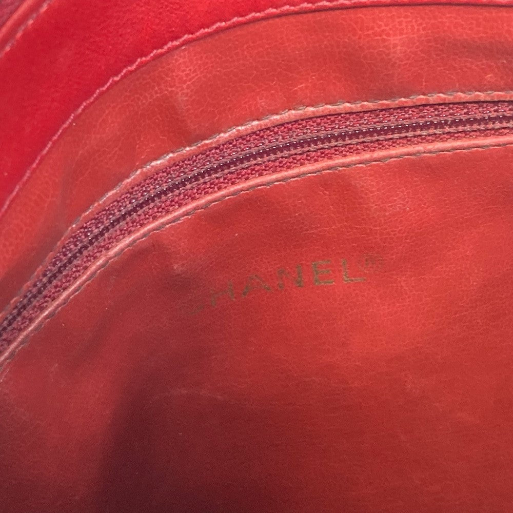 CHANEL CC Coco Mark Turn Lock Outside Flap Shoulder Tote Bag with Double Chain, Lambskin, Red, Women's