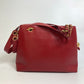 CHANEL CC Coco Mark Turn Lock Outside Flap Shoulder Tote Bag with Double Chain, Lambskin, Red, Women's