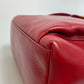 CHANEL CC Coco Mark Turn Lock Outside Flap Shoulder Tote Bag with Double Chain, Lambskin, Red, Women's