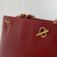 CHANEL CC Coco Mark Turn Lock Outside Flap Shoulder Tote Bag with Double Chain, Lambskin, Red, Women's