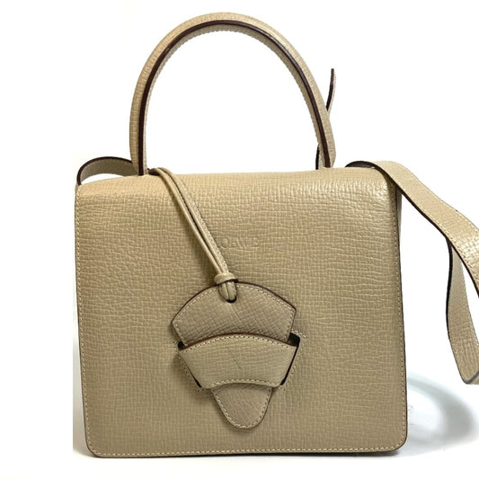 LOEWE Barcelona Bag, 2-Way Shoulder/Handbag, Leather, Women's, Beige