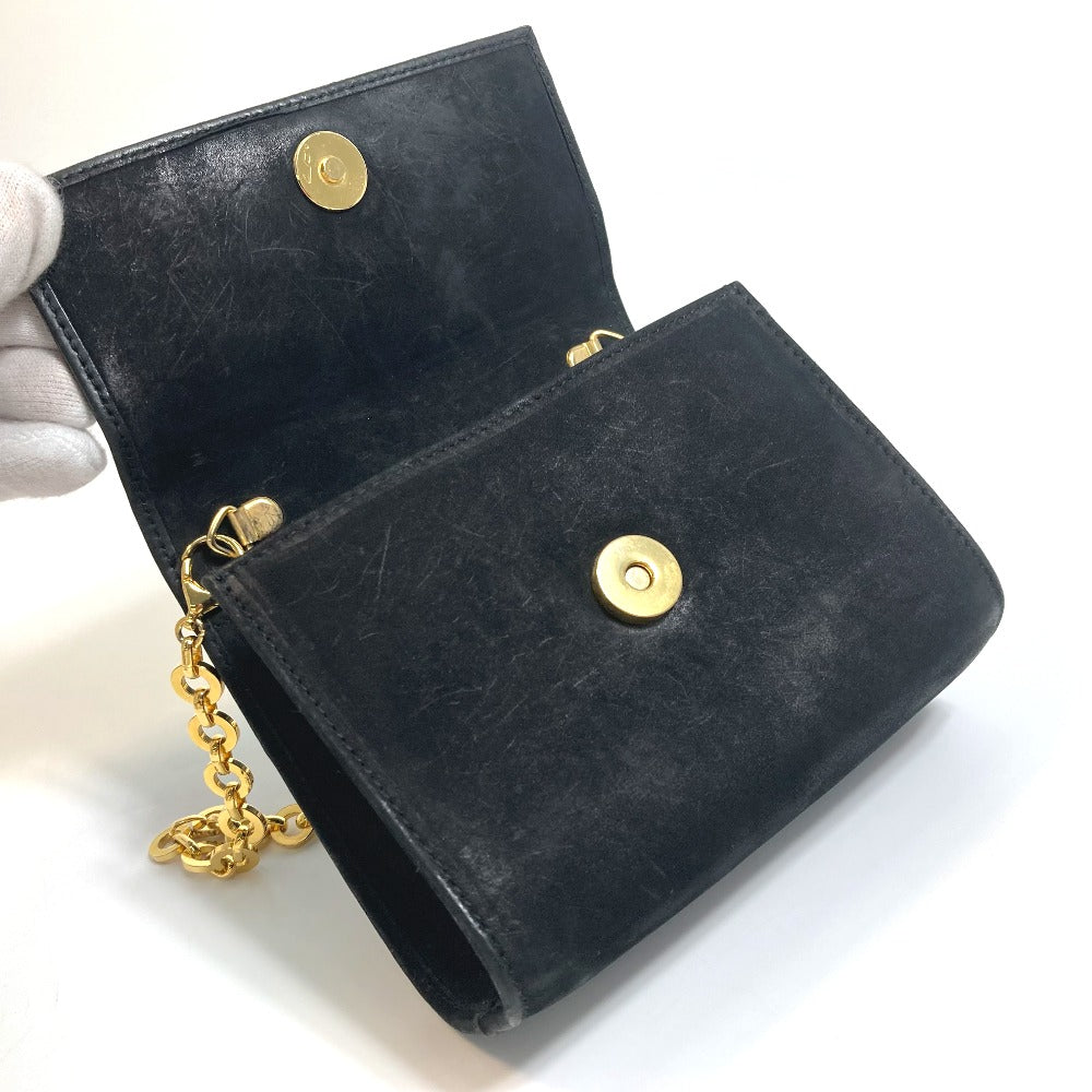 Salvatore Ferragamo AQ213202 Vara Ribbon Mini Pochette Shoulder Bag in Black Suede