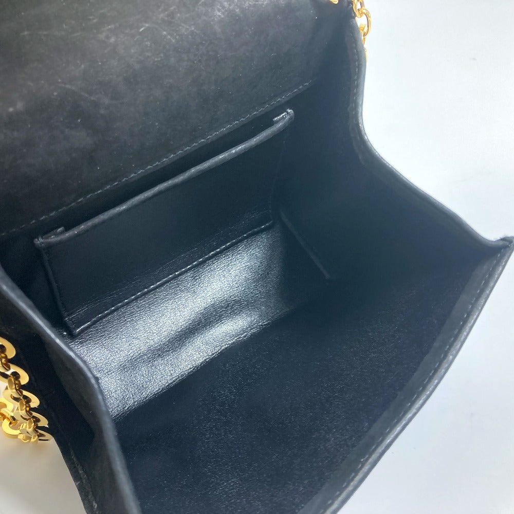 Salvatore Ferragamo AQ213202 Vara Ribbon Mini Pochette Shoulder Bag in Black Suede