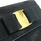 Salvatore Ferragamo AQ213202 Vara Ribbon Mini Pochette Shoulder Bag in Black Suede