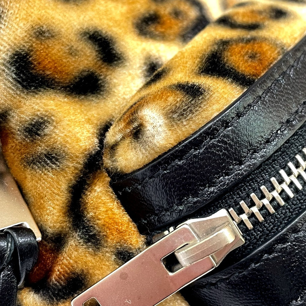 SAINT LAURENT PARIS 441911 レオパード ミニリュック カバン キーホルダー バッグチャーム ベロア レディース ブラウン