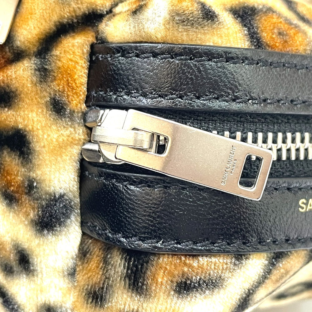 SAINT LAURENT PARIS 441911 レオパード ミニリュック カバン キーホルダー バッグチャーム ベロア レディース ブラウン