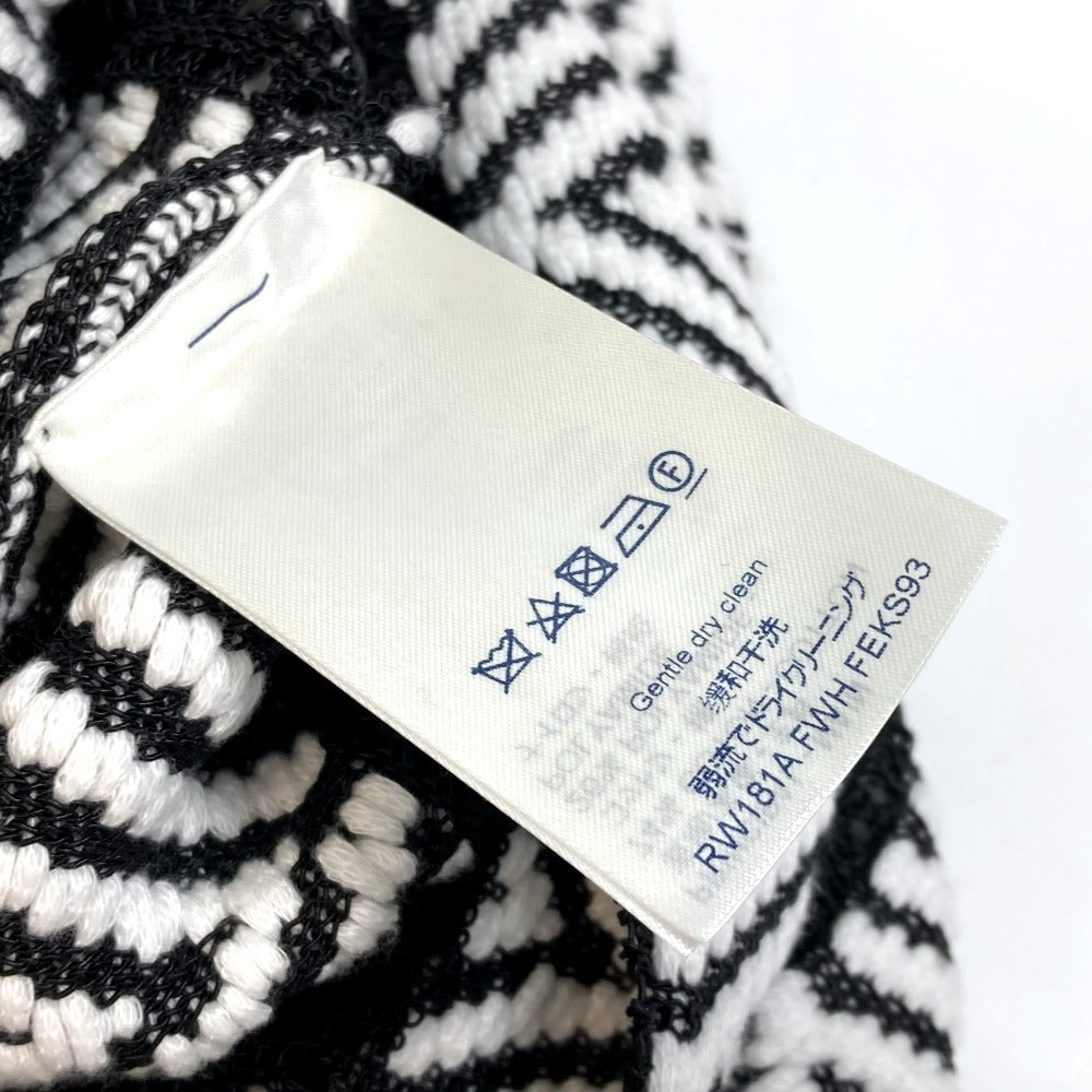 LOUIS VUITTON 1A3XJH Chevron Stitch Jacquard Pullover Top, Cotton Knit, Women's, White/Black
