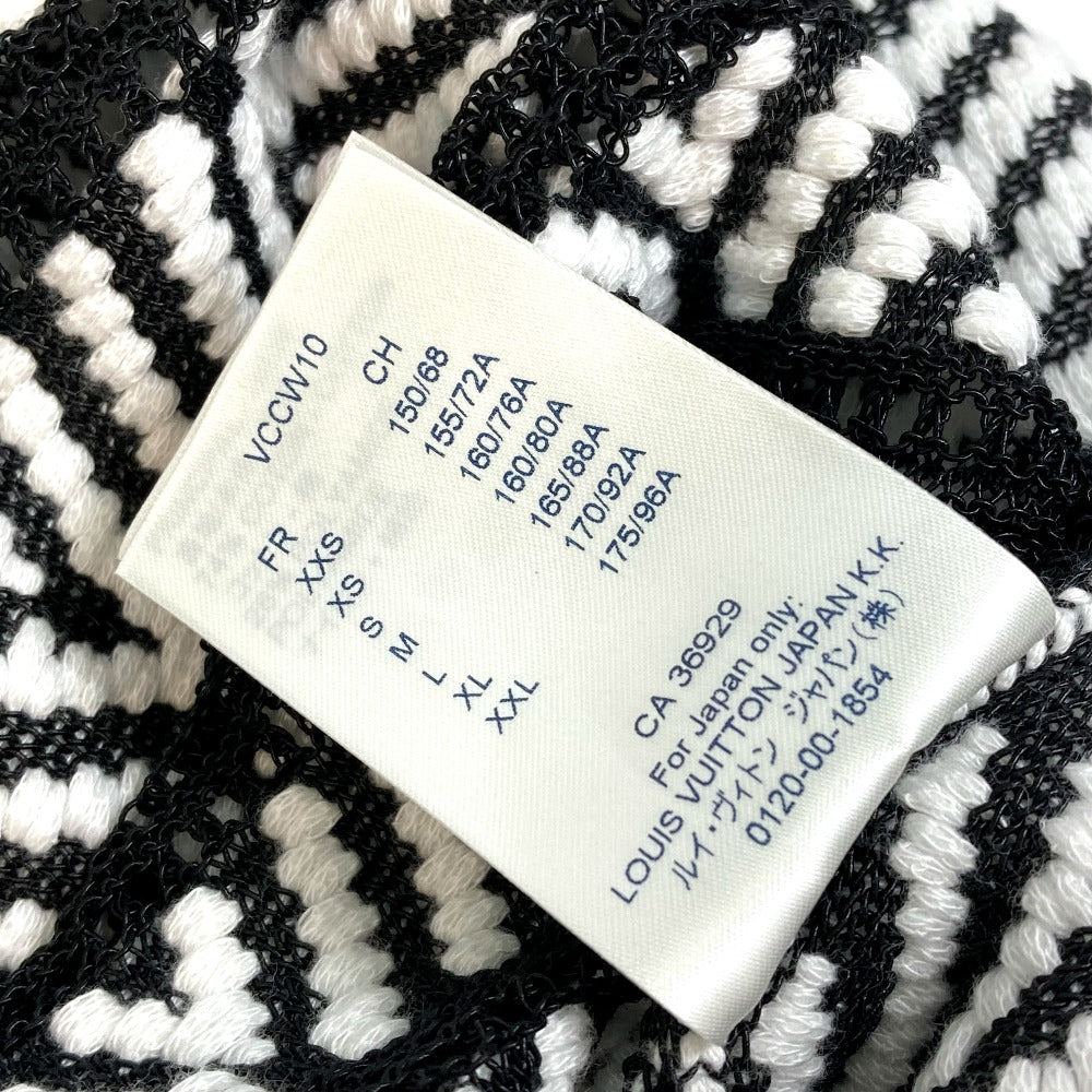 LOUIS VUITTON 1A3XJH Chevron Stitch Jacquard Pullover Top, Cotton Knit, Women's, White/Black