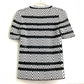 LOUIS VUITTON 1A3XJH Chevron Stitch Jacquard Pullover Top, Cotton Knit, Women's, White/Black