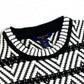 LOUIS VUITTON 1A3XJH Chevron Stitch Jacquard Pullover Top, Cotton Knit, Women's, White/Black