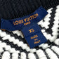 LOUIS VUITTON 1A3XJH Chevron Stitch Jacquard Pullover Top, Cotton Knit, Women's, White/Black