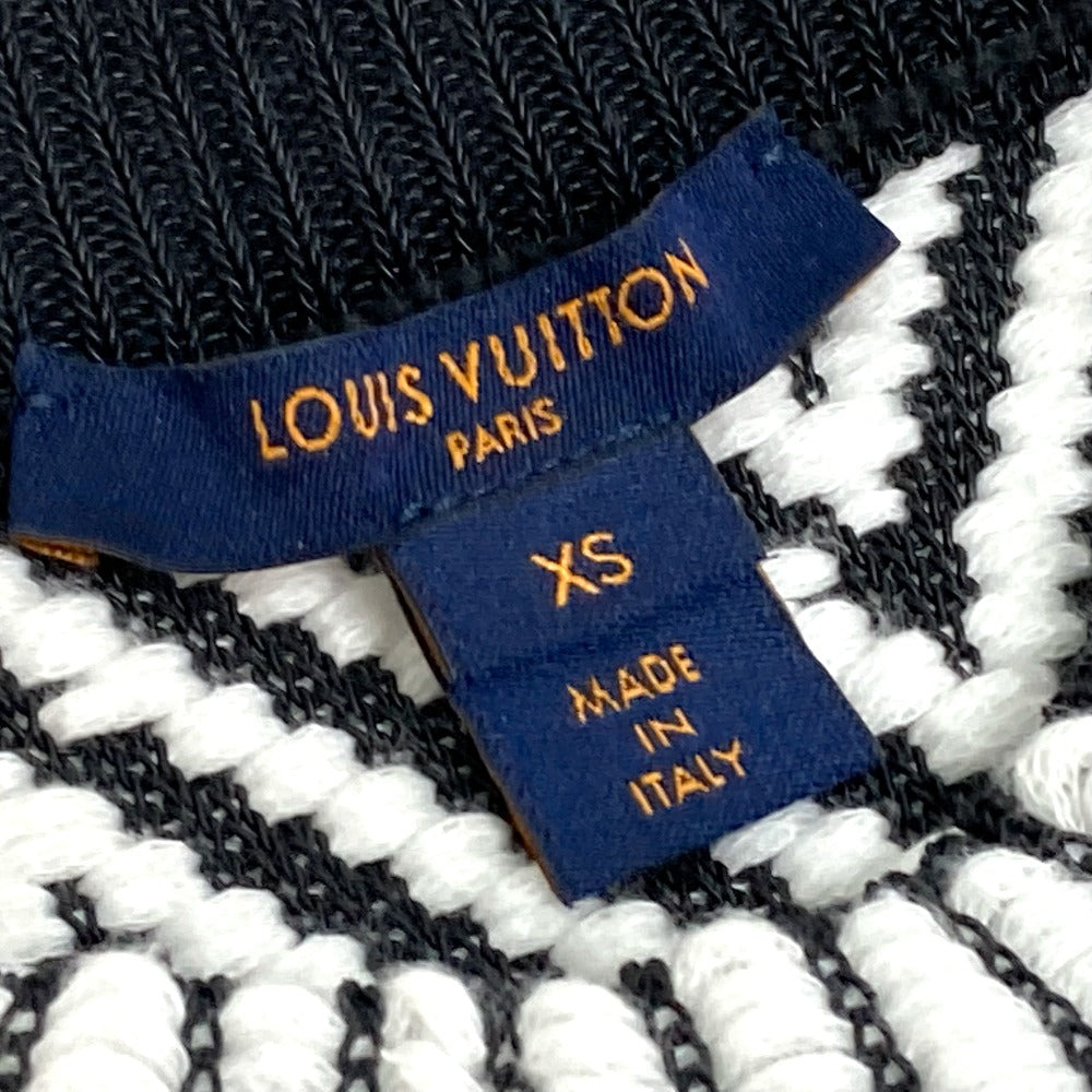 LOUIS VUITTON 1A3XJH Chevron Stitch Jacquard Pullover Top, Cotton Knit, Women's, White/Black