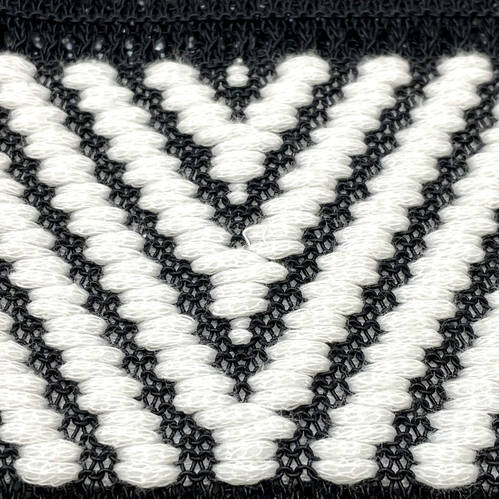LOUIS VUITTON 1A3XJH Chevron Stitch Jacquard Pullover Top, Cotton Knit, Women's, White/Black