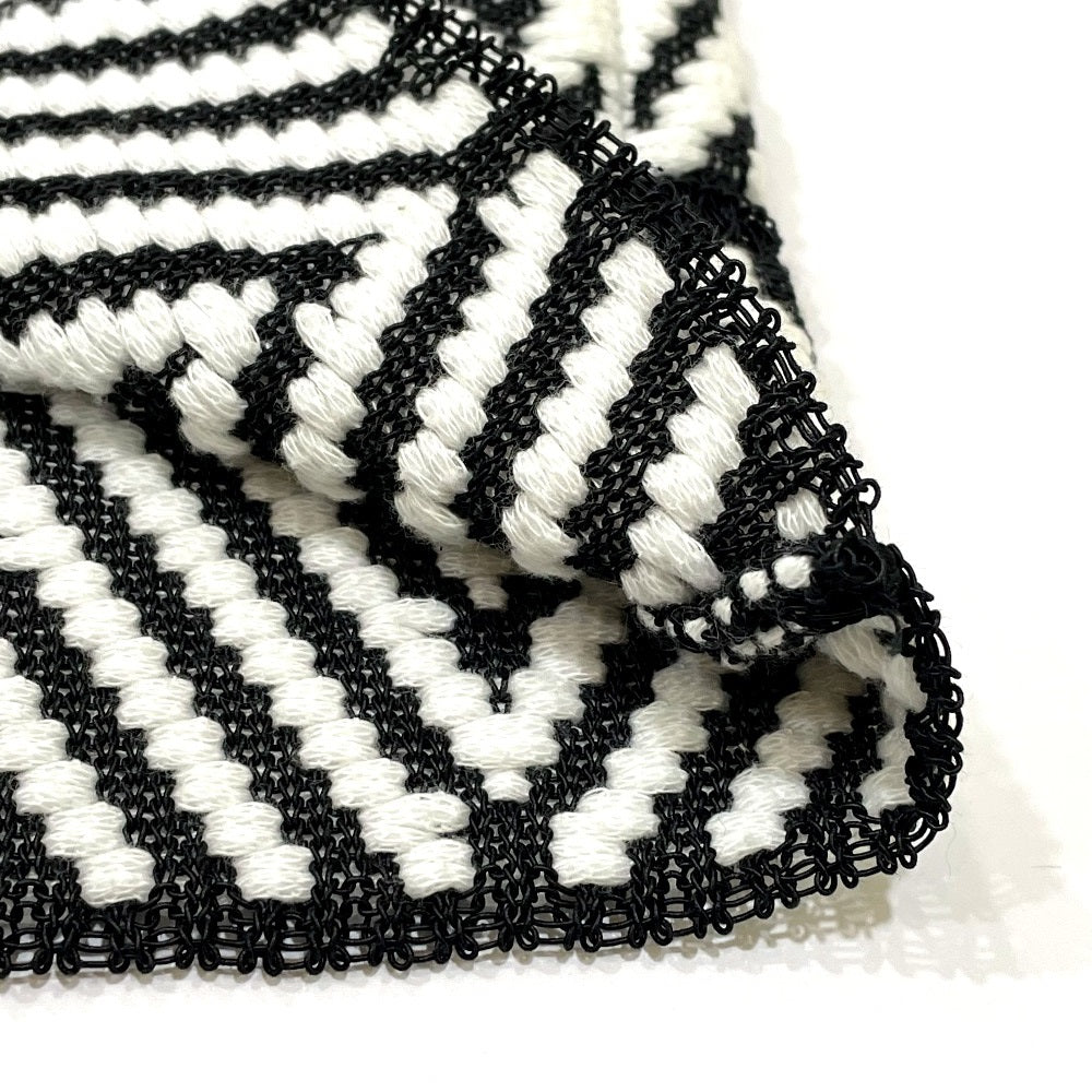 LOUIS VUITTON 1A3XJH Chevron Stitch Jacquard Pullover Top, Cotton Knit, Women's, White/Black