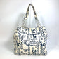 CHANEL Bysee CC Coco Mark Clear Chain Shoulder Tote Bag Canvas Women's White x Navy